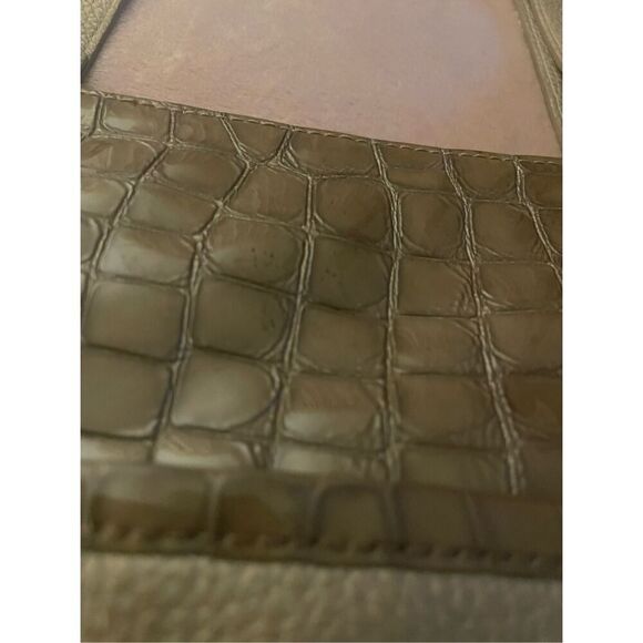 Brighton Gold Tone Leather Shoulder Bag Faux Croc Embossed Crossbody - Picture 14 of 16